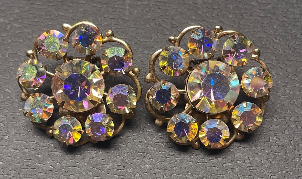 Weiss Clip Earrings Aurora Borealis Crystal MCM